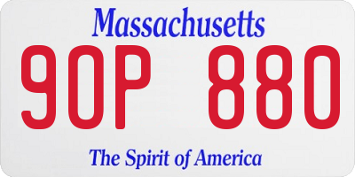 MA license plate 9OP880