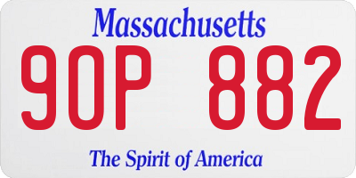 MA license plate 9OP882