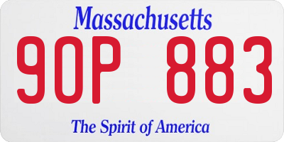 MA license plate 9OP883