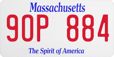 MA license plate 9OP884