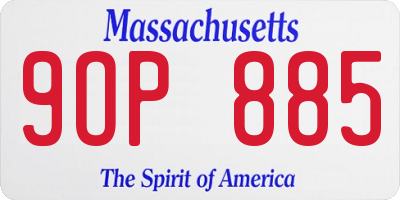 MA license plate 9OP885