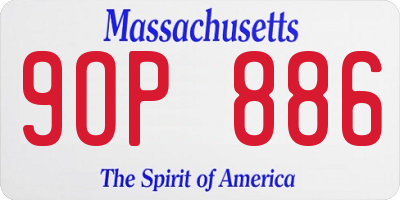 MA license plate 9OP886