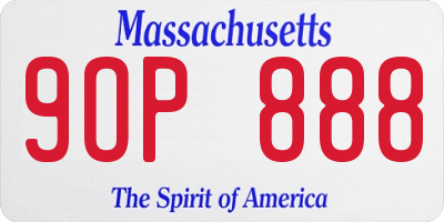 MA license plate 9OP888