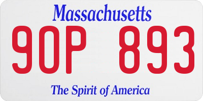 MA license plate 9OP893