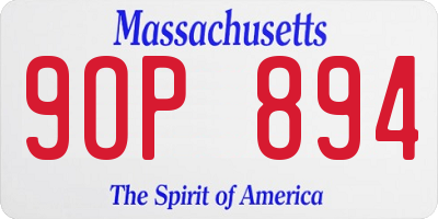 MA license plate 9OP894