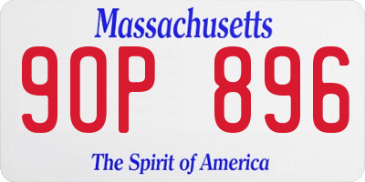 MA license plate 9OP896