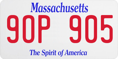 MA license plate 9OP905