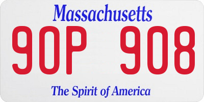 MA license plate 9OP908