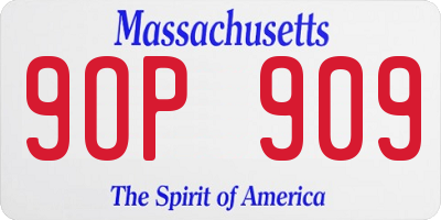 MA license plate 9OP909