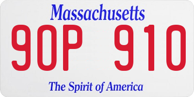MA license plate 9OP910