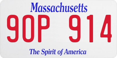 MA license plate 9OP914