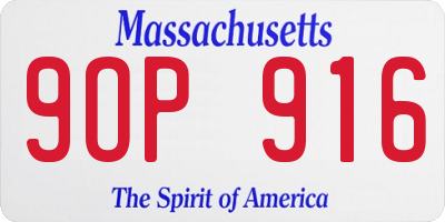 MA license plate 9OP916