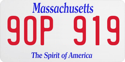 MA license plate 9OP919