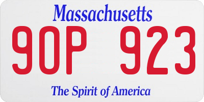 MA license plate 9OP923