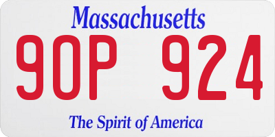 MA license plate 9OP924