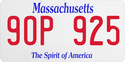 MA license plate 9OP925