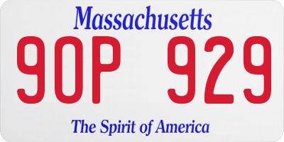 MA license plate 9OP929