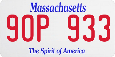 MA license plate 9OP933