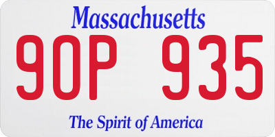 MA license plate 9OP935