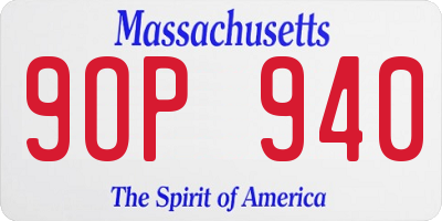 MA license plate 9OP940