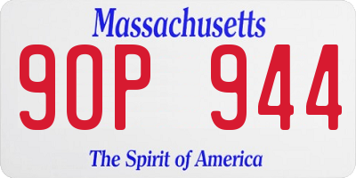 MA license plate 9OP944