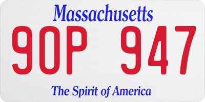 MA license plate 9OP947