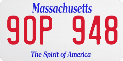 MA license plate 9OP948
