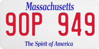 MA license plate 9OP949