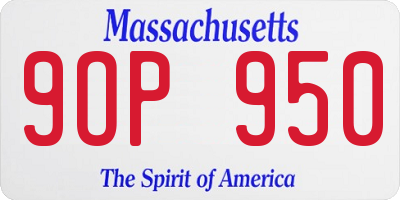 MA license plate 9OP950