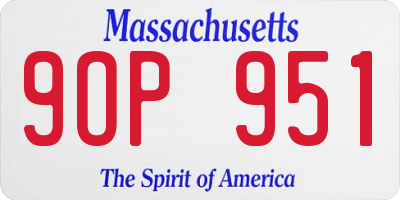 MA license plate 9OP951