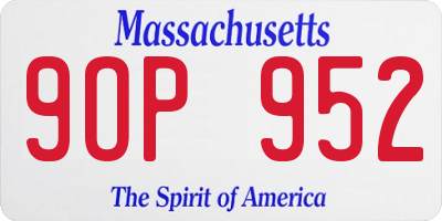 MA license plate 9OP952