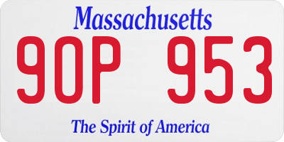 MA license plate 9OP953