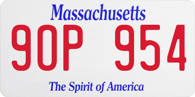MA license plate 9OP954