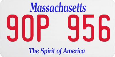 MA license plate 9OP956