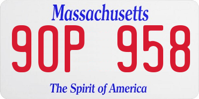 MA license plate 9OP958