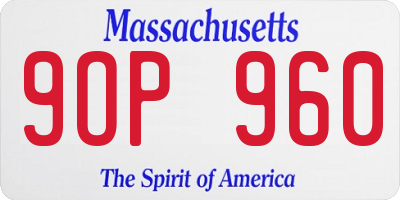 MA license plate 9OP960
