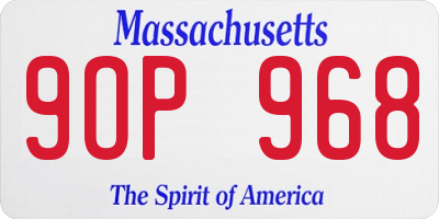 MA license plate 9OP968