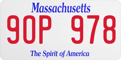 MA license plate 9OP978