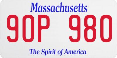 MA license plate 9OP980