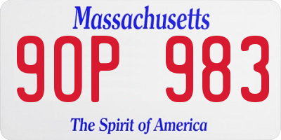 MA license plate 9OP983