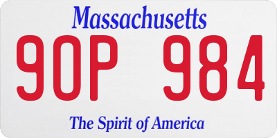 MA license plate 9OP984