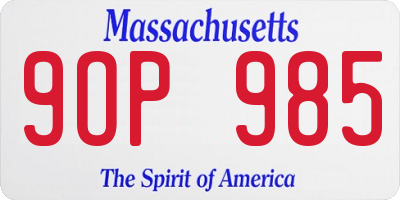 MA license plate 9OP985
