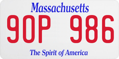MA license plate 9OP986