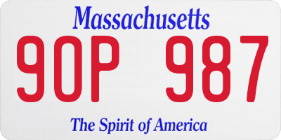 MA license plate 9OP987