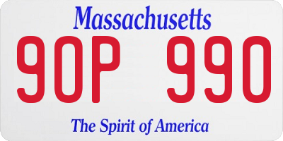 MA license plate 9OP990