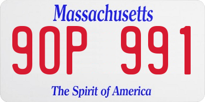MA license plate 9OP991