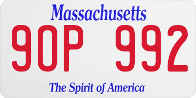 MA license plate 9OP992