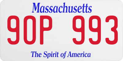 MA license plate 9OP993