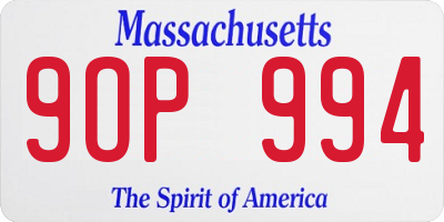 MA license plate 9OP994