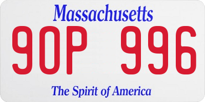 MA license plate 9OP996